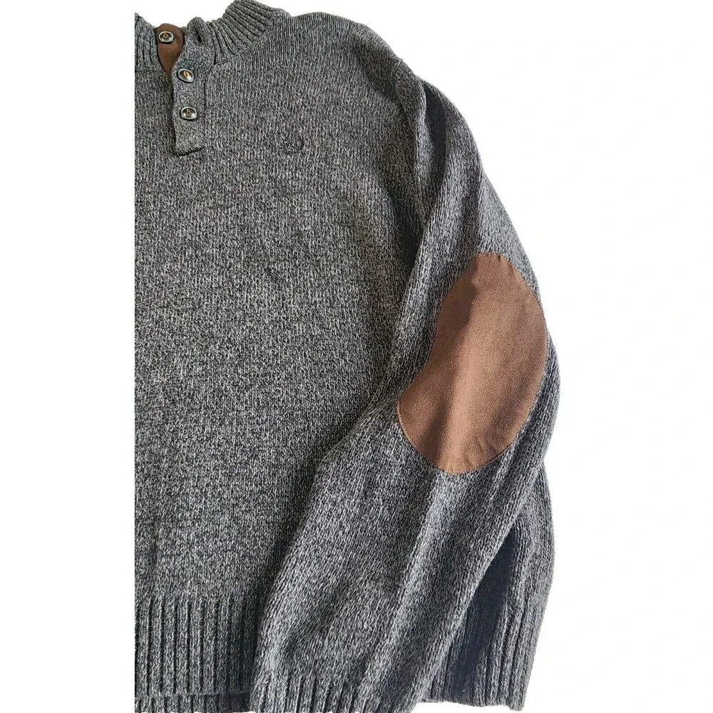 Mens Chaps Long Sleeve Quarter Button Sweater Sz XL 100% Cotton